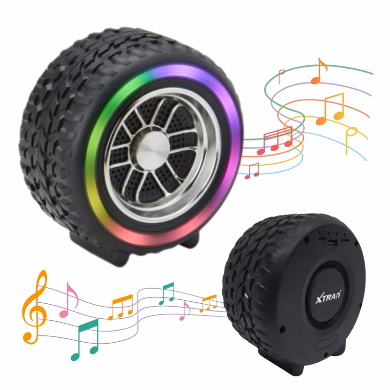 SonicWave Drive Tire-Shaped Bluetooth Speaker with LED Lights