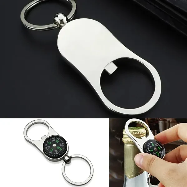 Drop-Shaped Multi-Function Compass Keychain Pendant 1