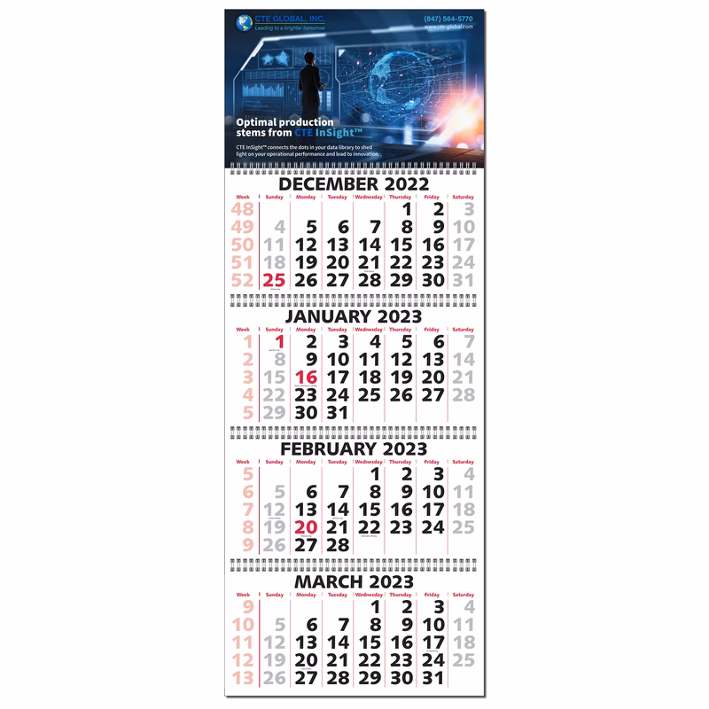 4 Month to View Wall Calendar