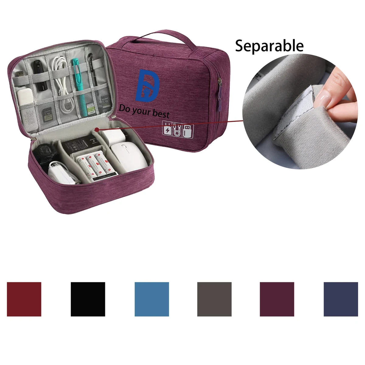 Full Color Double Layers Cable Organizer Storage Bag 1