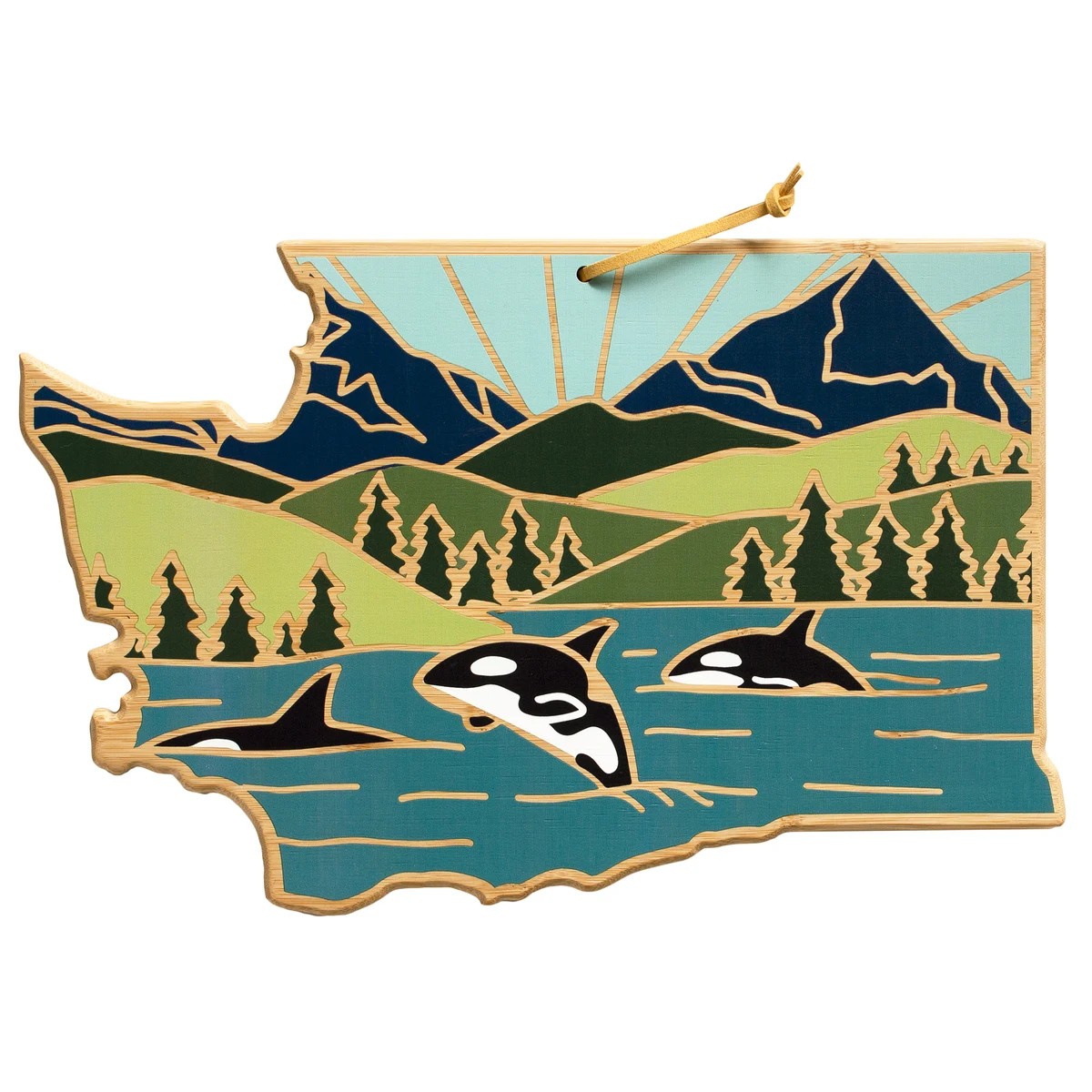 Washington State Shaped Cutting and Serving Board with Artwork by Summer Stokes 1