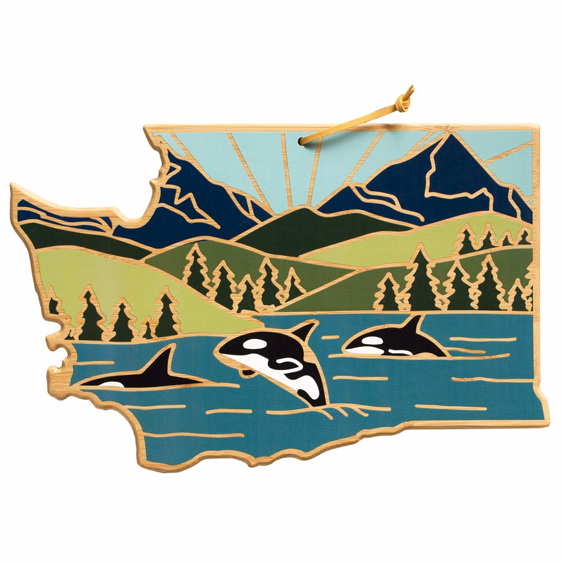 Washington State Shaped Cutting and Serving Board with Artwork by Summer Stokes