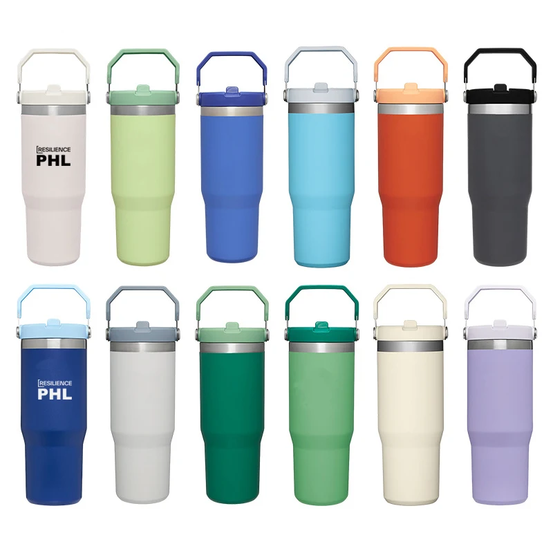 30 Oz Vacuum Flip Straw Tumbler (Silk-screen / Laser Engraved) 1