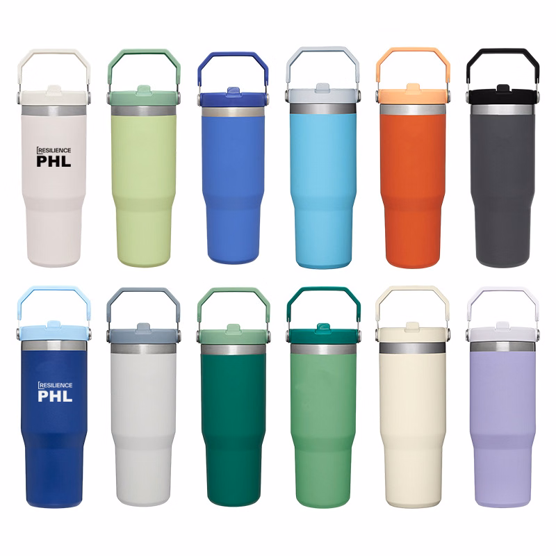 30 Oz Vacuum Flip Straw Tumbler (Silk-screen / Laser Engraved)