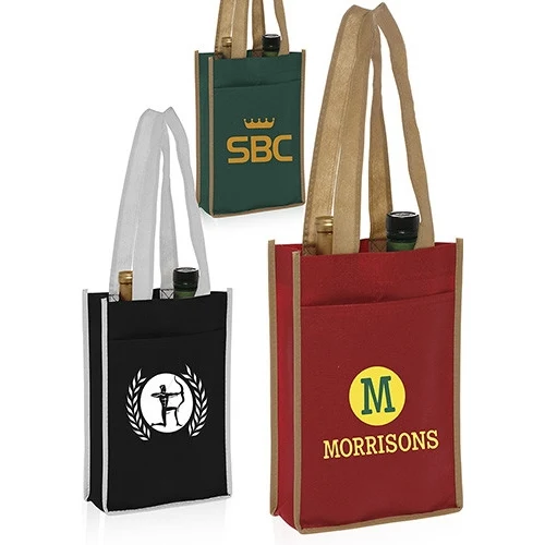 Two Bottle Non-Woven Wine Bags - 7"W x 11"H 1