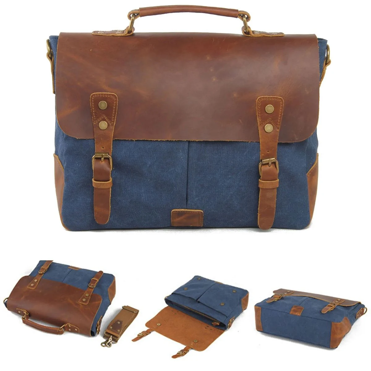 Canvas with leather Messenger bag 1