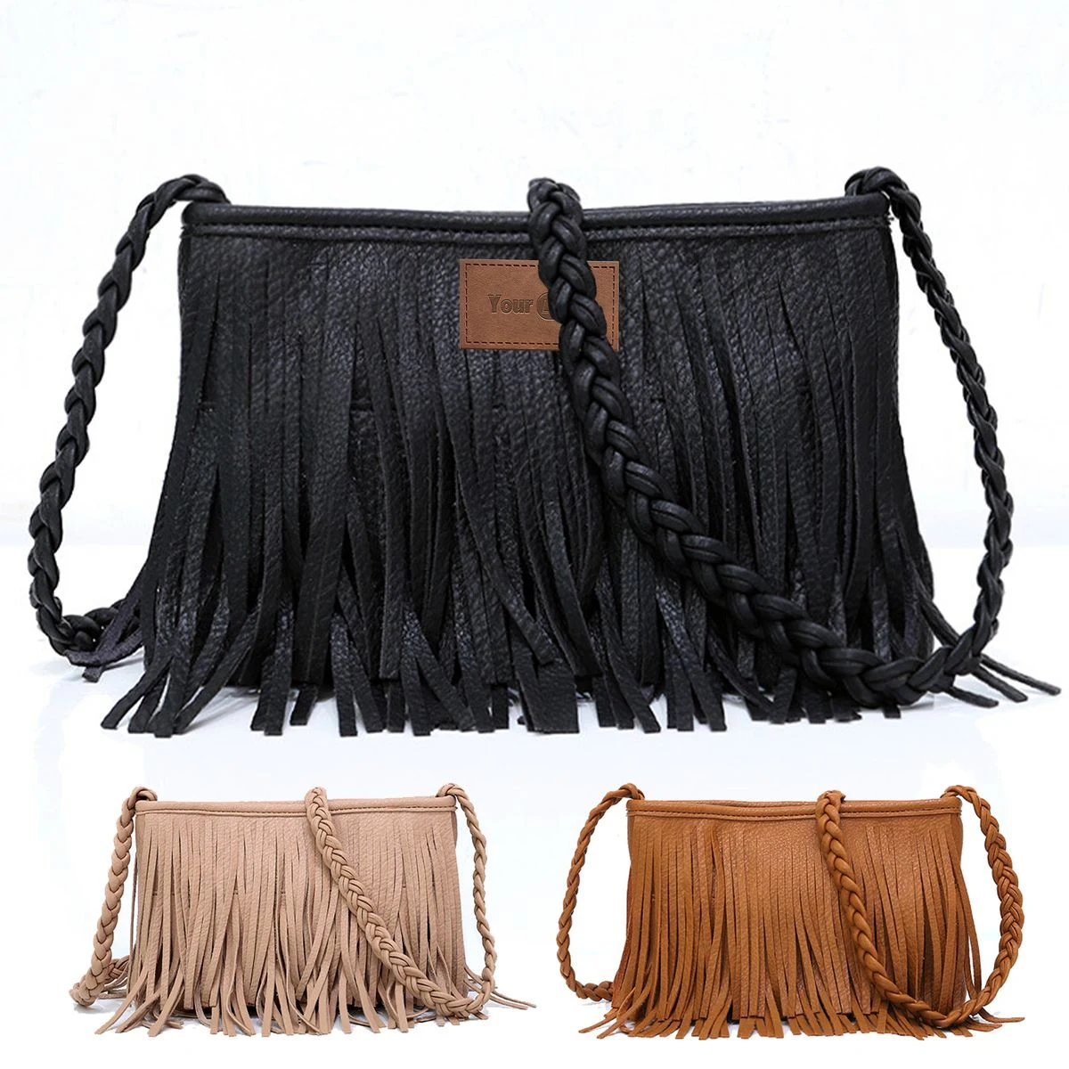 PU Hand-woven tassel shoulder cross-body bag 1