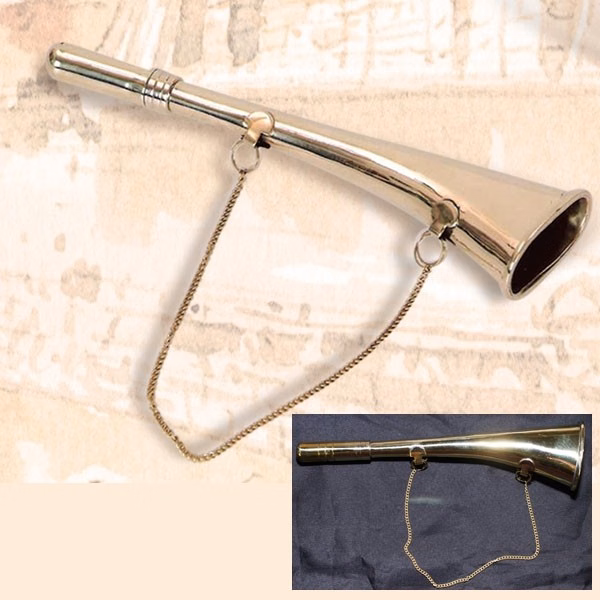 9-Inch Brass single Horn with Brass Chain