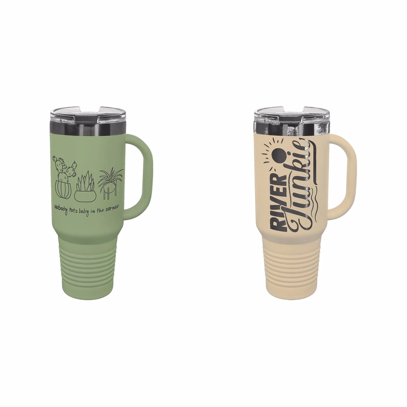 Polar Camel 40 oz Ghost Black Travel Mug with Handle & Straw