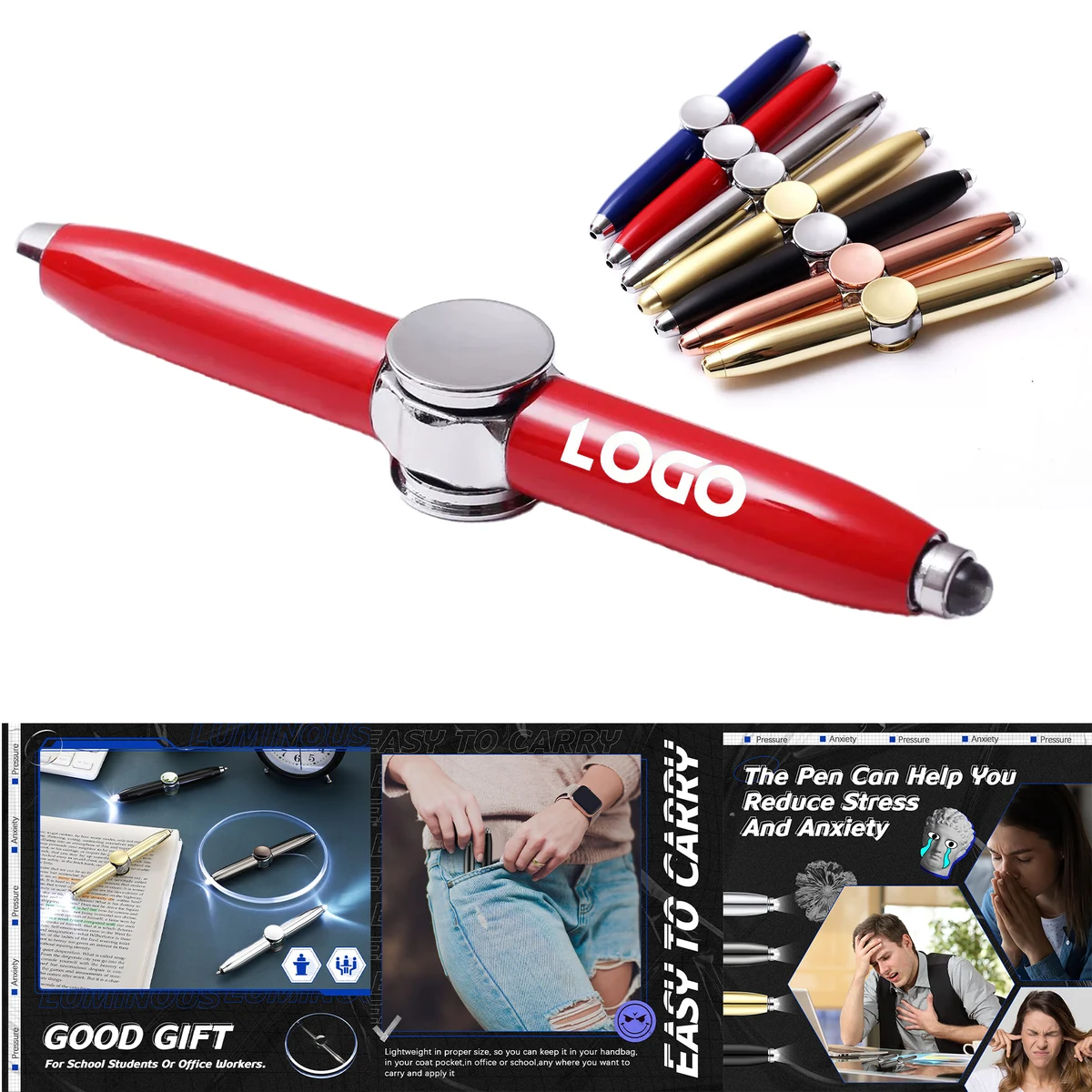 Fidget Pen Spinner Pen with LED Light 1