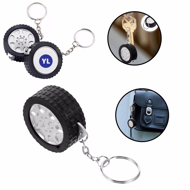 Portable Tire Mini Tape Measure Keychain for Keys