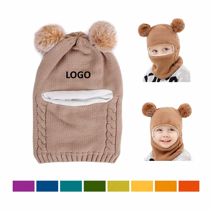 Kid Sherpa Lining Jacquard Knitted Beanie with Snood