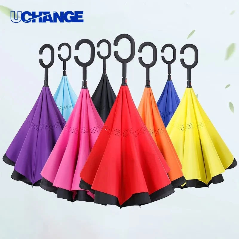 Manual-Open Inverted Umbrella with C Handle 1