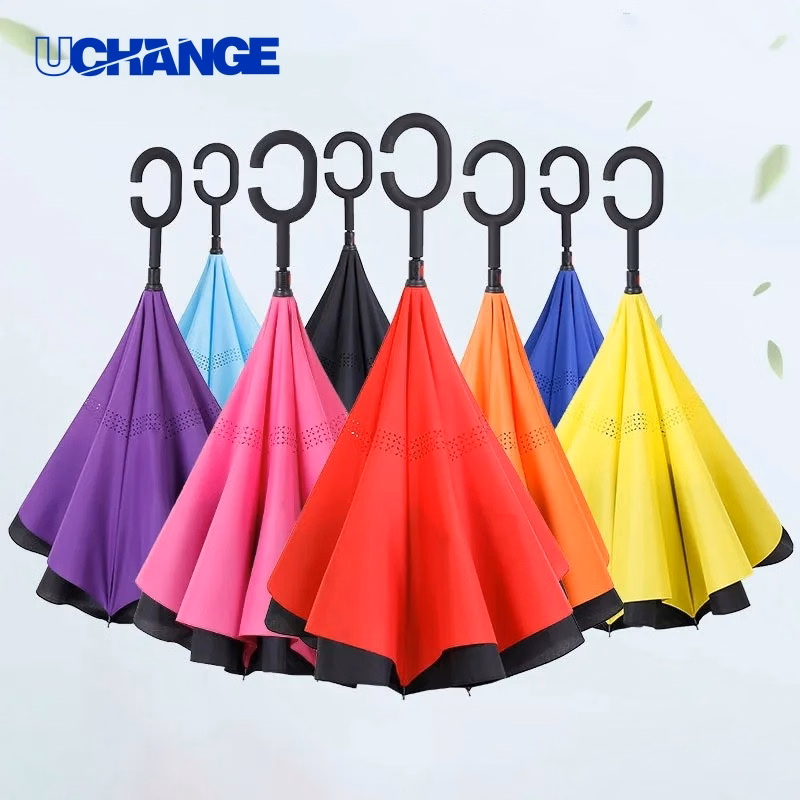 Manual-Open Inverted Umbrella with C Handle