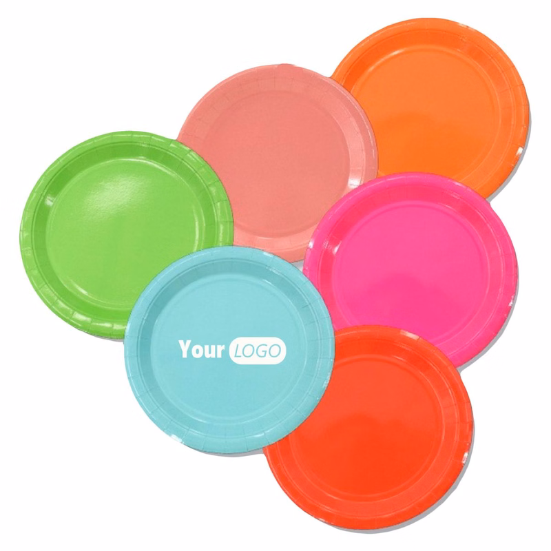 9 Inch Disposable Colorful Paper Plates for Events & Parties
