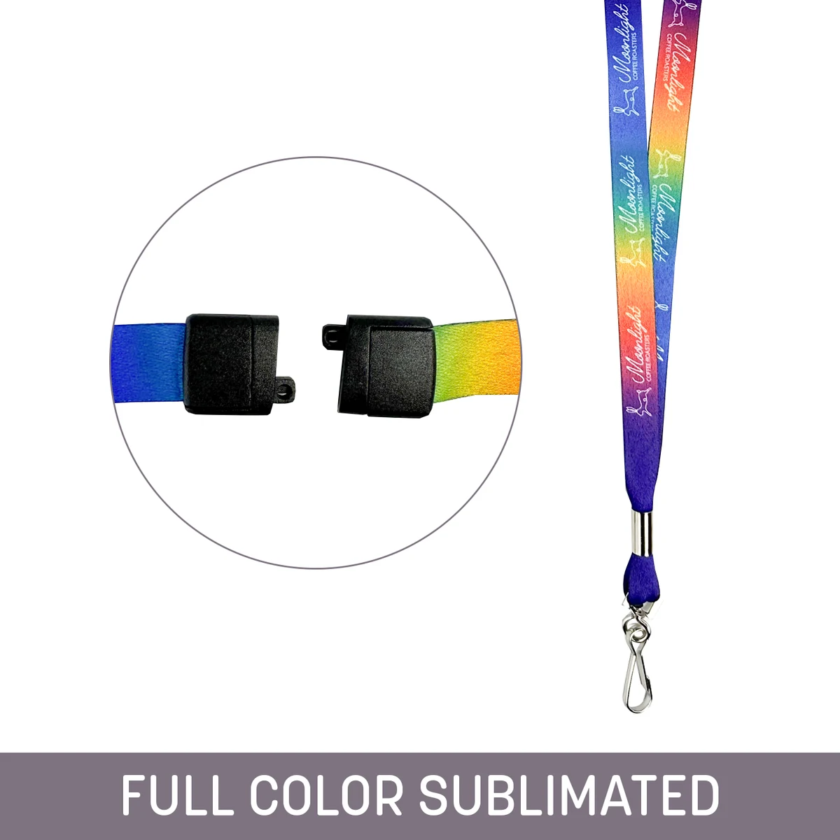 1/2" Full Color Sublimated Lanyard w/ Swivel Snap & Back Breakaway 1