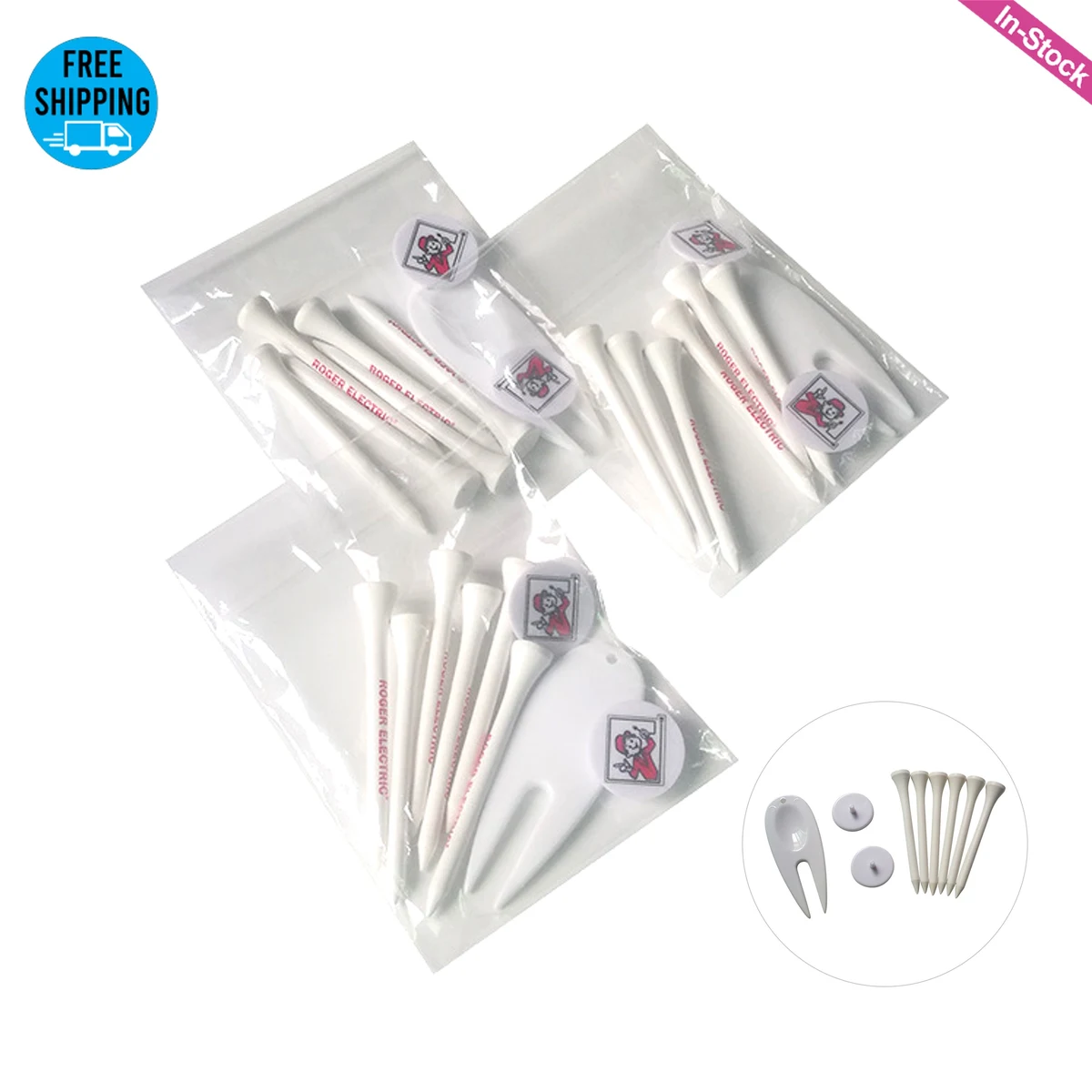 Combo Golf Pack of 6 Tees, 2 Ball Markers, 1 Divot Tool 1