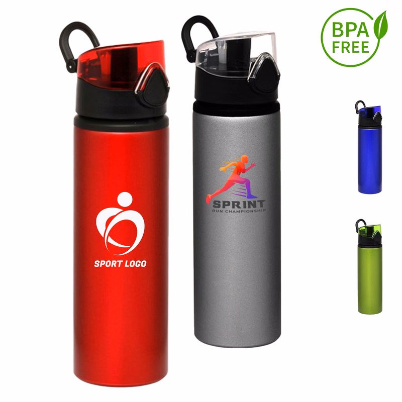 25 oz. Aluminum Carabiner Sports Bottle w/ Push Release Cap