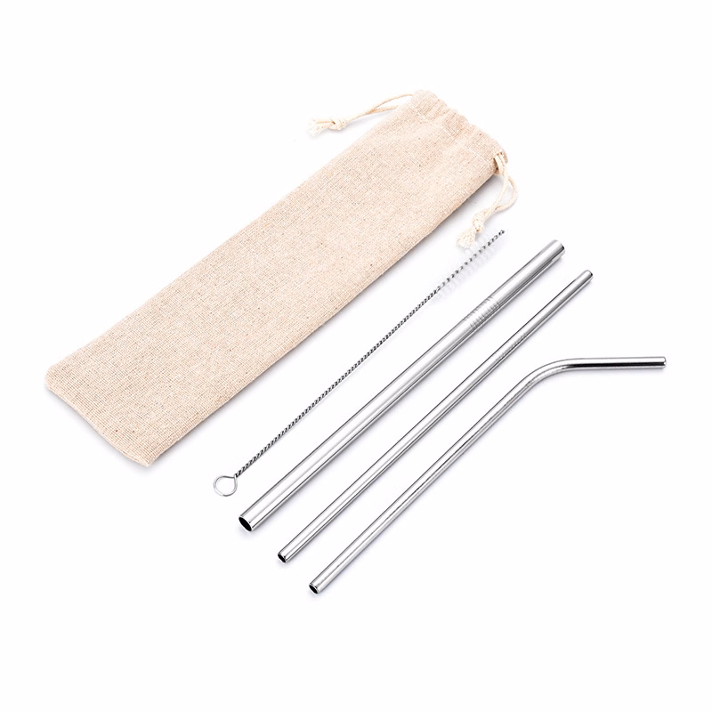4 Stainless Steel Straw With Cleaning Brush