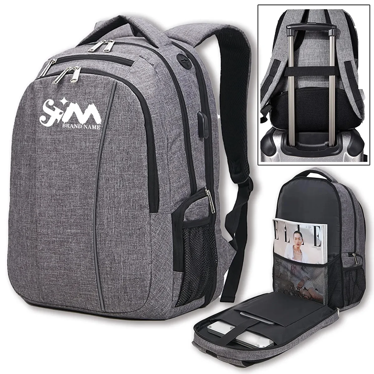 Business Hiking Travel Backpack with USB Charging Port 1