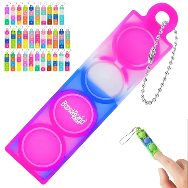 Custom Rainbow Silicone Pop It Fidget Toy Keychain — Stress Relief Sensory Toy 1