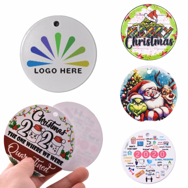 Custom Printed Round Hanging Ornament, 3" Decorative Display Tag