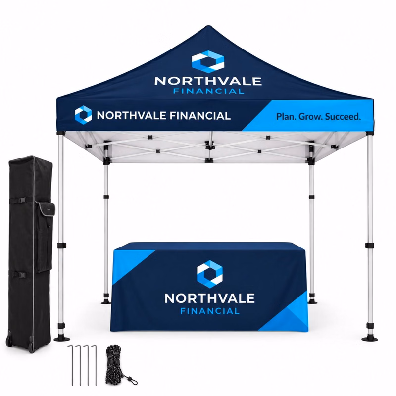 Event Package, 10' Premium sublimated Tent Kit and 6' Sublimated Box Fit Tablecloth (Best Seller)