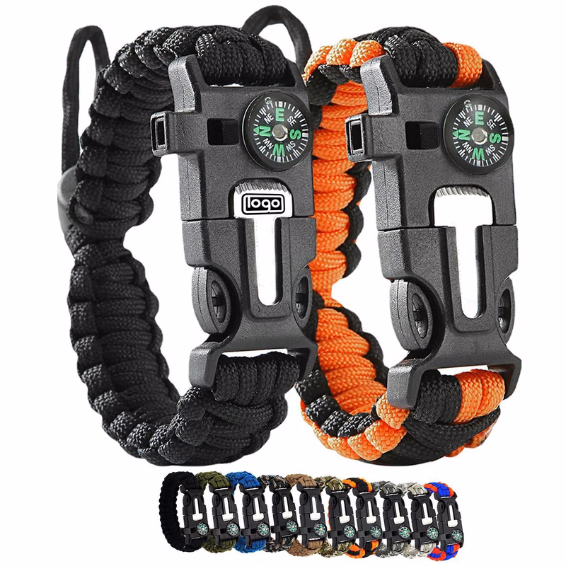 Paracord Bracelet with cutter blade & compass