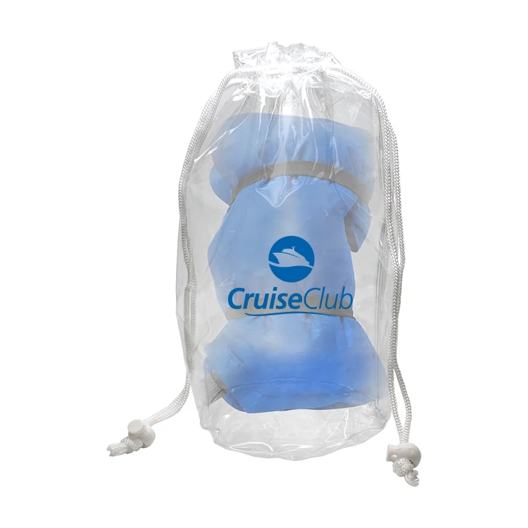 Self InflatingTtravel Pillow Inside Clear Drawstring Bag 1