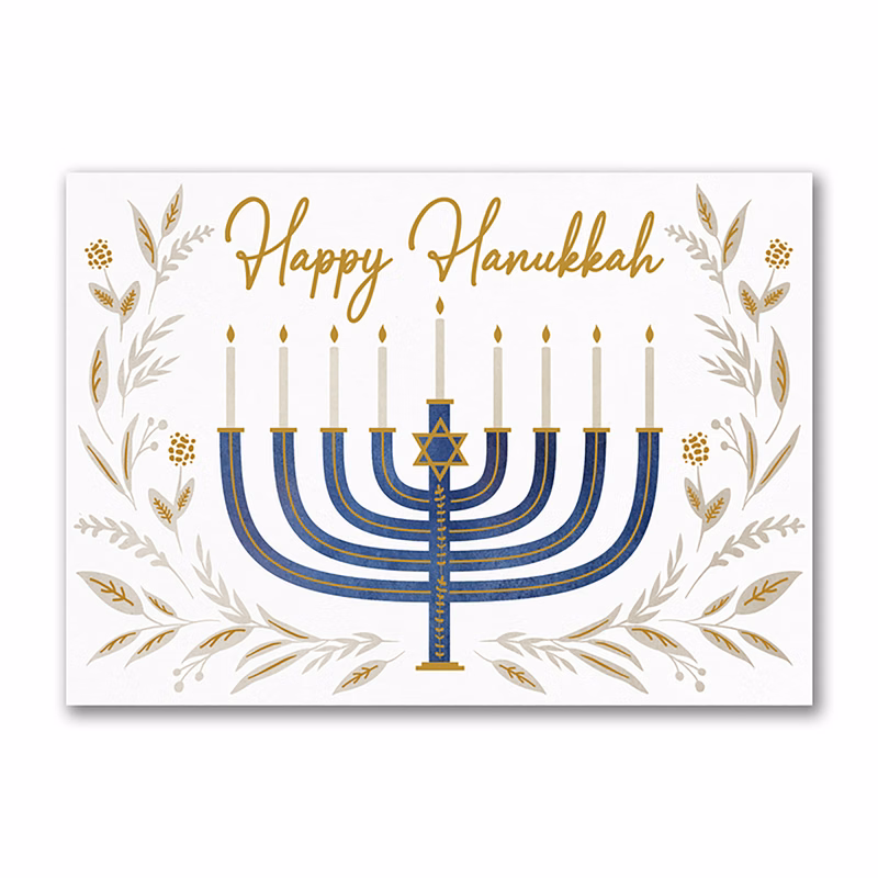 Gilded Menorah Holiday Card