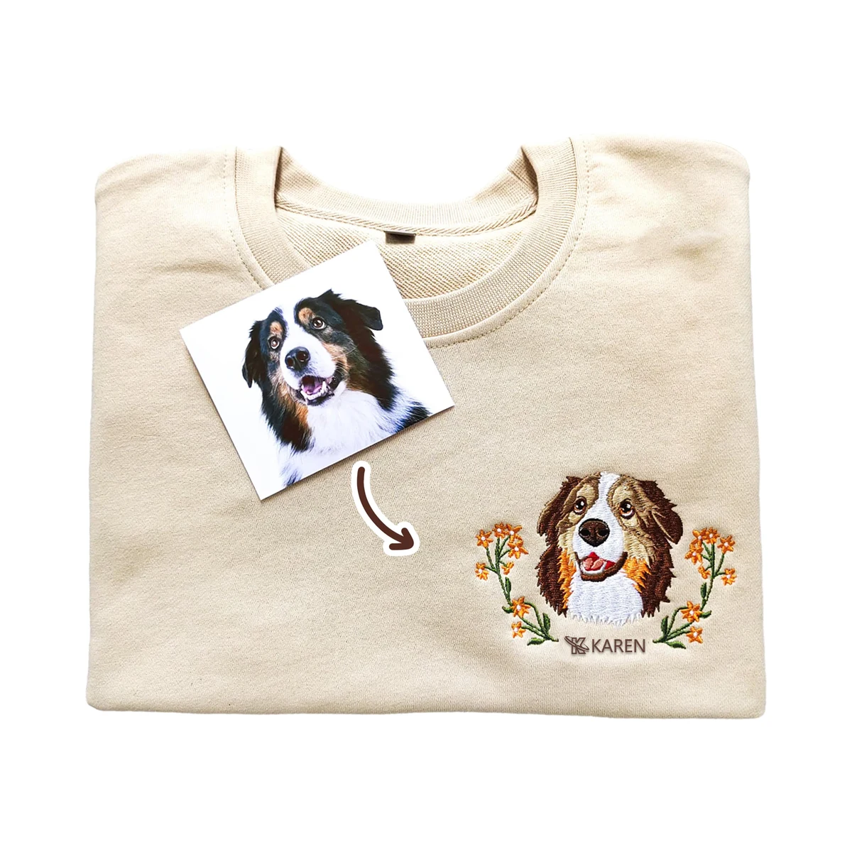 Custom Pet Embroidered Sweatshirt, custom hoodie or sweatshirt with logo imprint 1