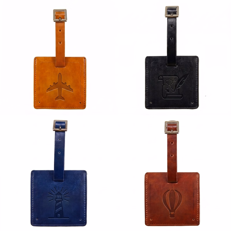 New Age Square Italian PU Leather Luggage Tag