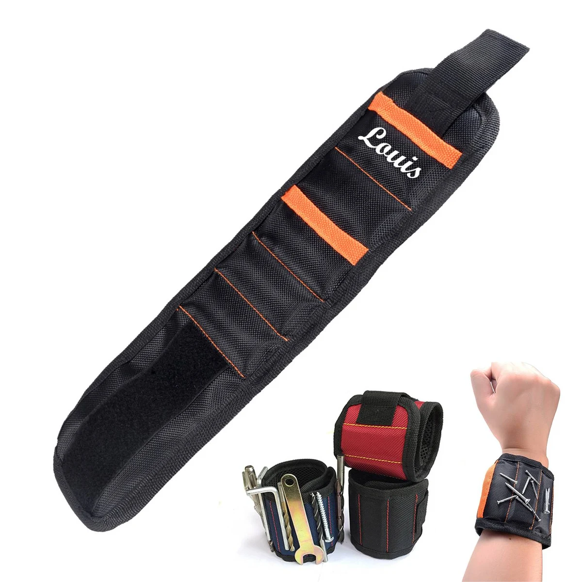 Strong Magnetic Wristband with 2 Pockets 1