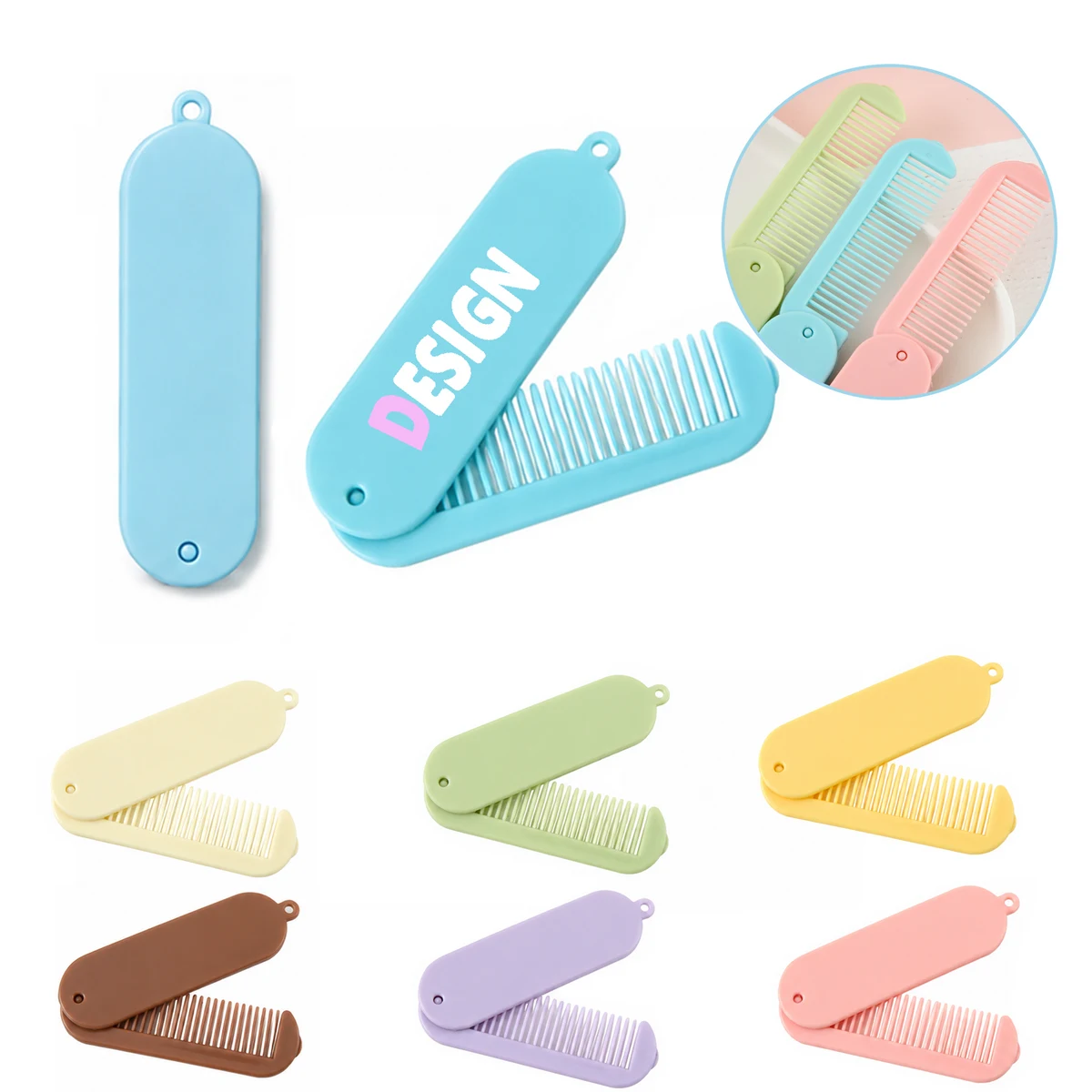Compact Folding Hair Comb Personalized Logo Travel 1