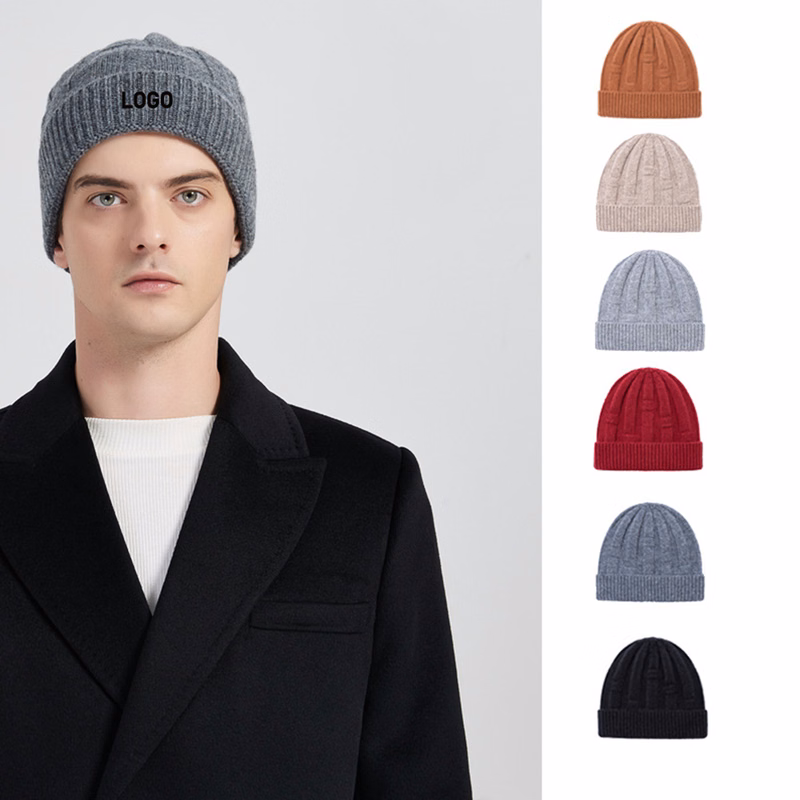Pure wool knitted hat men's three-dimensional hat