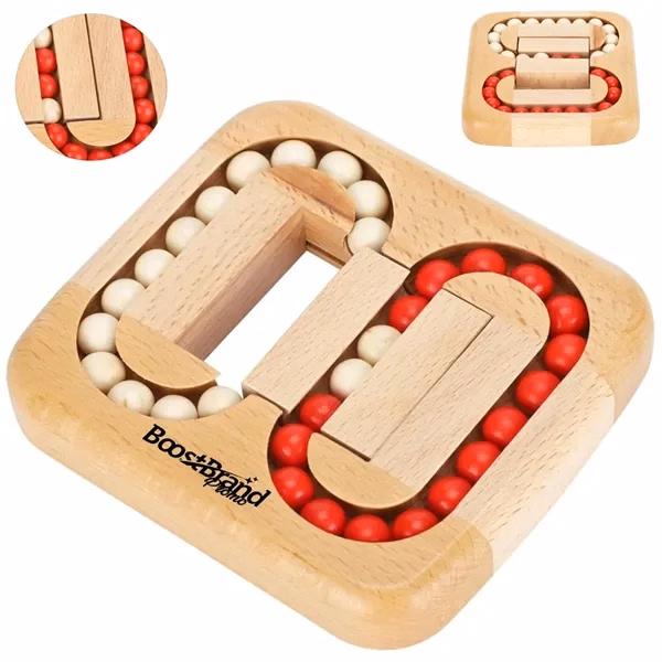 Custom Wooden Bead Maze Puzzle with Logo Imprint — Stress Relief & Focus Promo