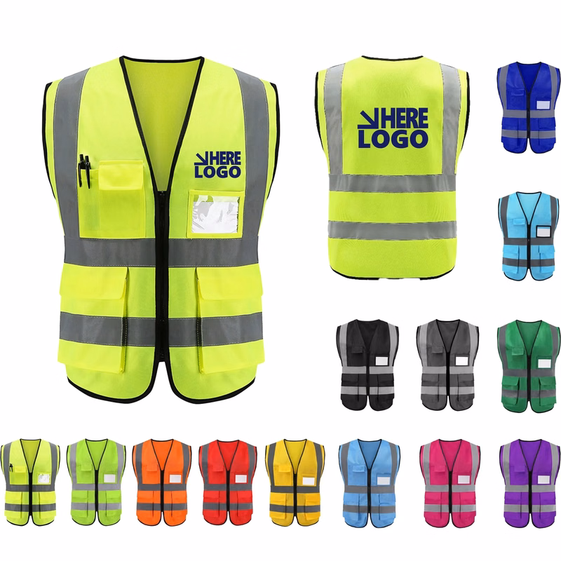 Multi-Pocket Safety Vest with Reflective Stripes