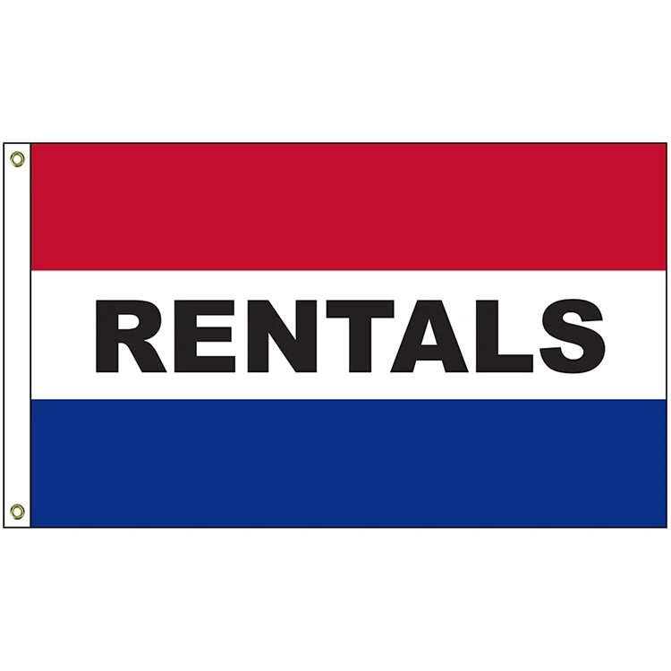 Rentals 3' x 5' Message Flag with Heading and Grommets 1