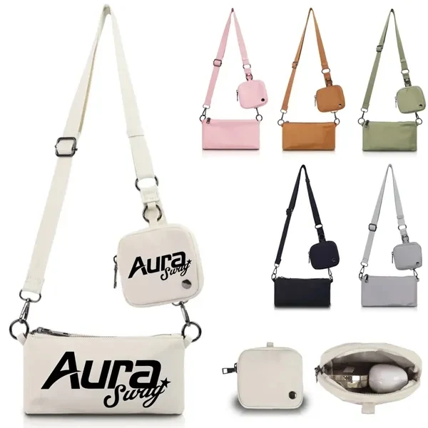 Custom Waterproof Crossbody Bag with Nested Pouch — Work & Travel Organizer 1