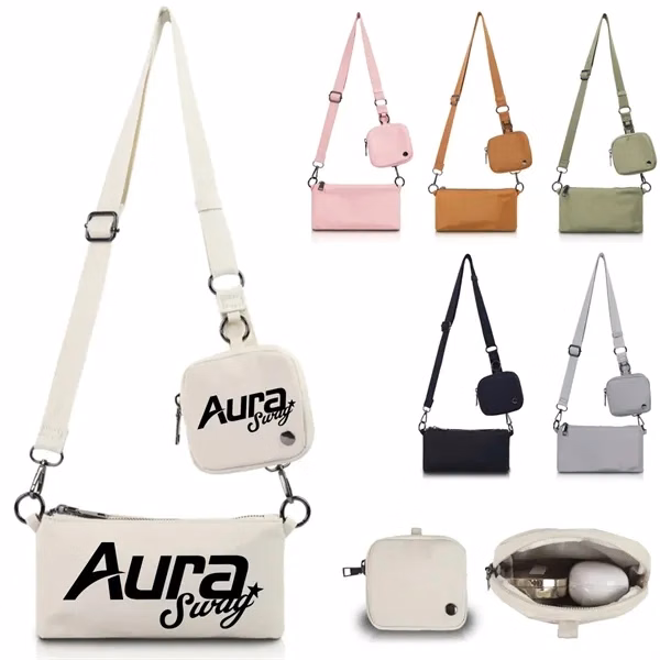 Custom Waterproof Crossbody Bag with Nested Pouch — Work & Travel Organizer