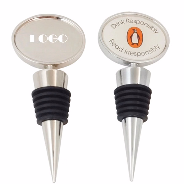 Oval Zinc Alloy Bottle Stopper with Epoxy Dome