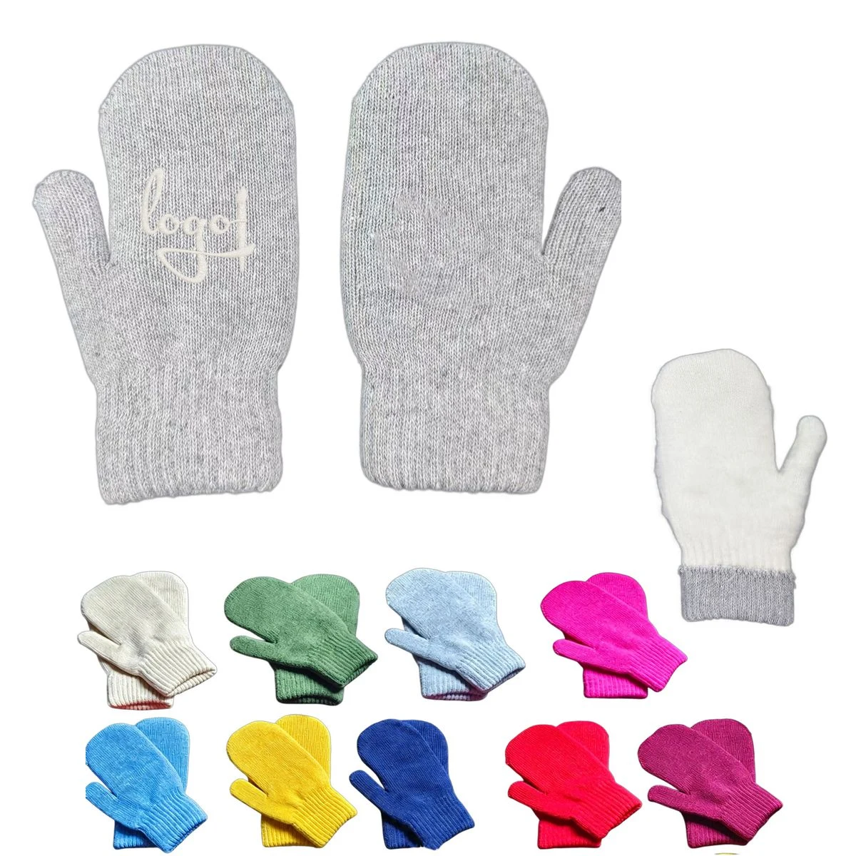 Winter Mittens Knitted Gloves With Thermal Fleece 1