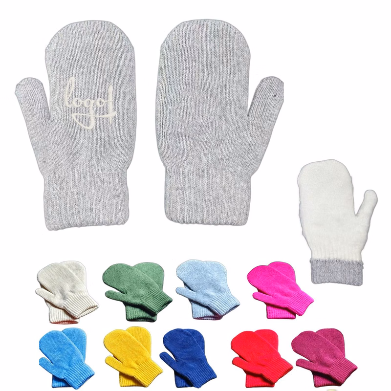 Winter Mittens Knitted Gloves With Thermal Fleece