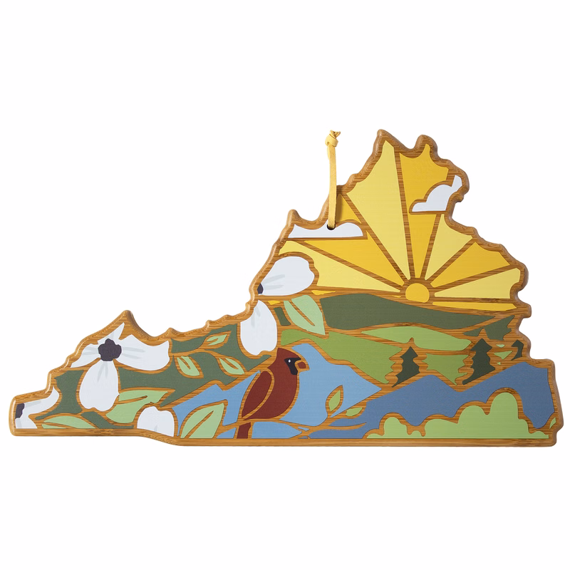 Virginia State Shaped Serving and Cutting Board with Artwork by Summer Stokes
