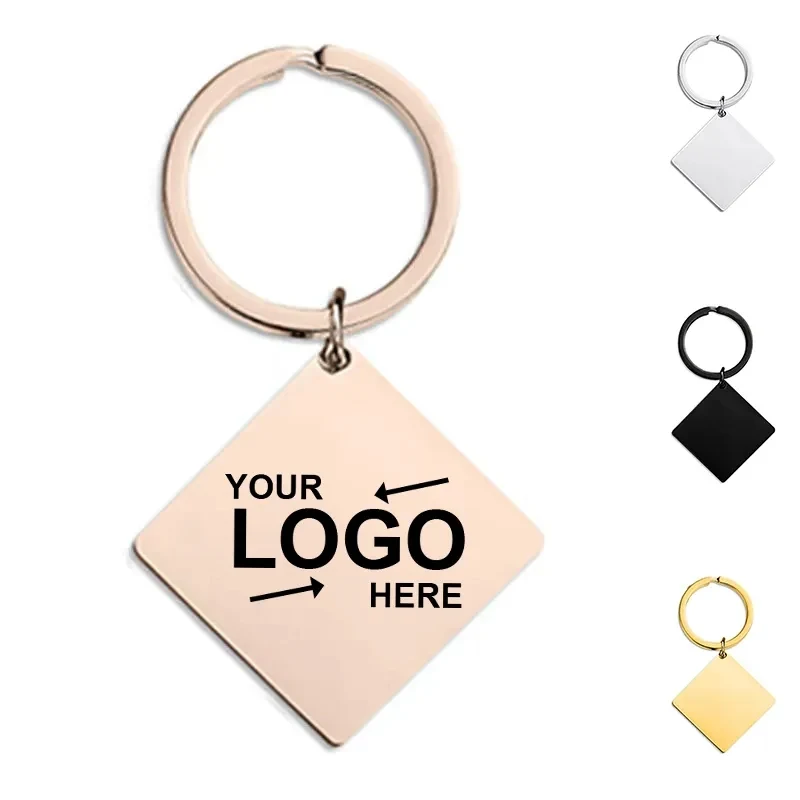 Stainless Steel Square Tag Keychain 1