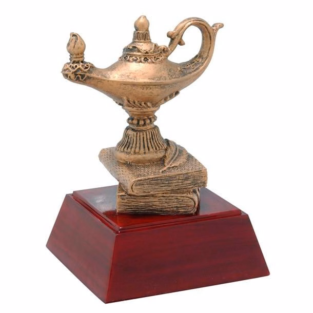 Lamp of Knowledge Resin Sculpture