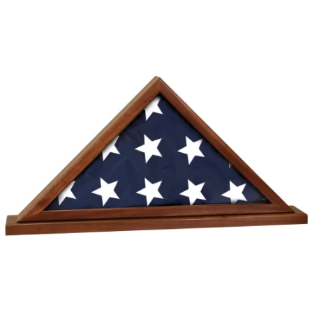 25 1/2" x 12 3/4" Genuine Walnut Flag Display Case with Base Attached 1