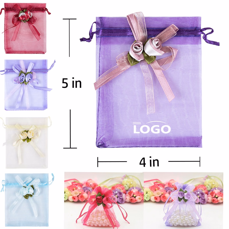Colorful Sheer Favor Mesh Bags Drawstring
