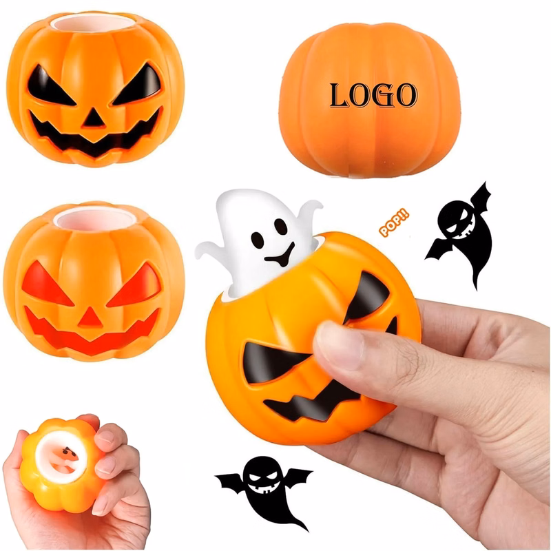 Pumpkin Stress Toys With Ghost in Cups