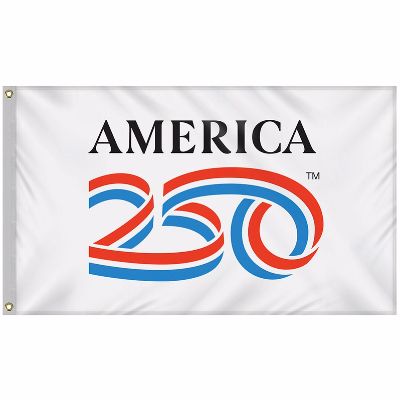 3' X 5' AMERICA 250TH WHITE POLY-COTTON FLAG